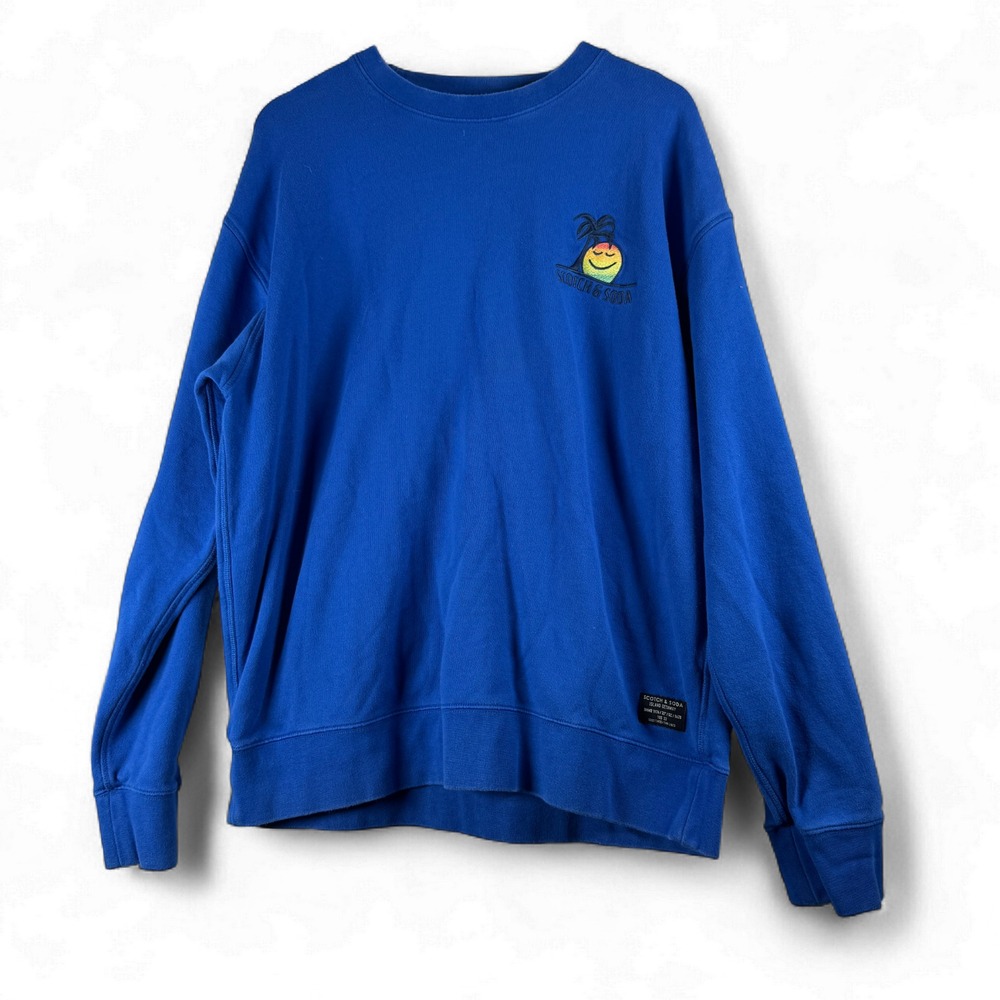 Scotch & Soda Mens Island Hotline Getawat Sweatshirt Blue Sz XL